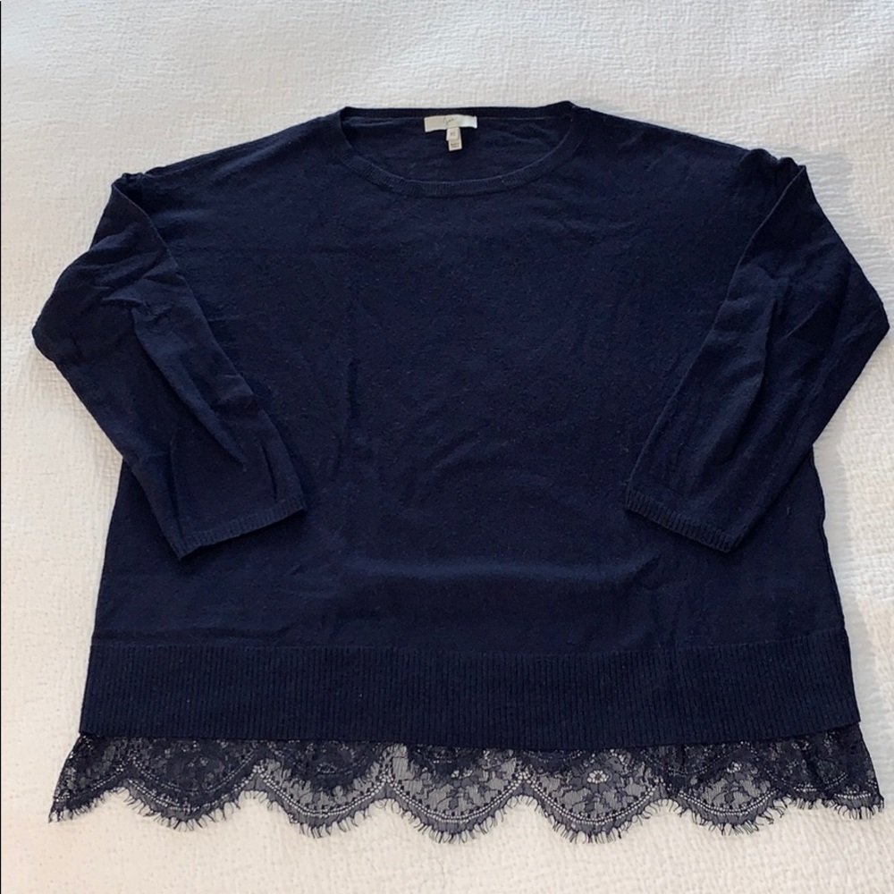 Joie Navy Sweater with Lace Detail